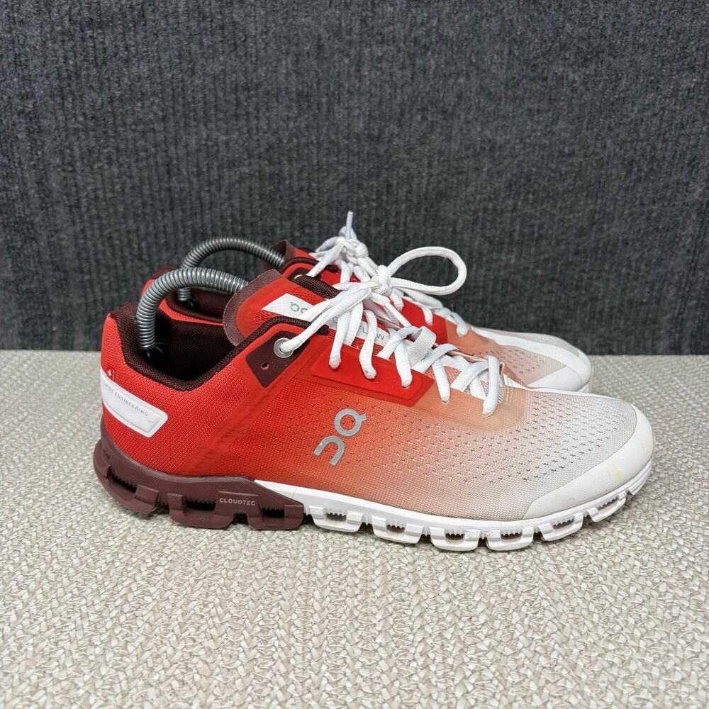 On Cloud Cloudflow 3.0 Rust White Orange Athletic Running Shoes Women’s 10 US
